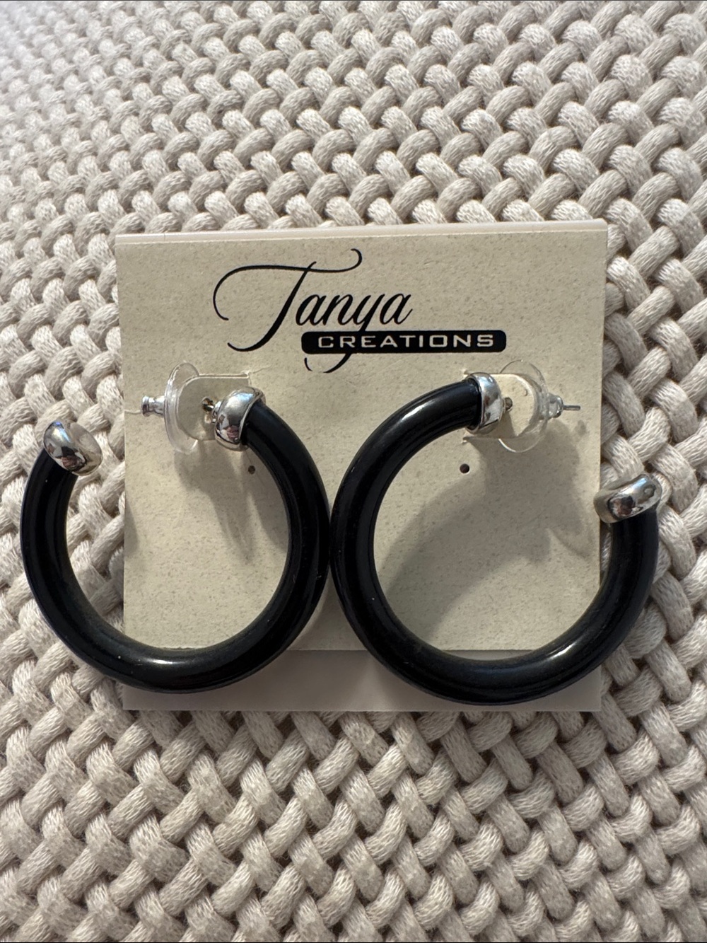 0450-Tanya Creations Black Hoop Earrings